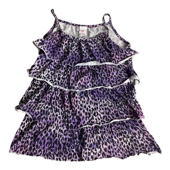 Xhilaration Girls Tiered Ruffled Top Animal Print Purple Sleeveless Size L 10/12 - Picture 9 of 14